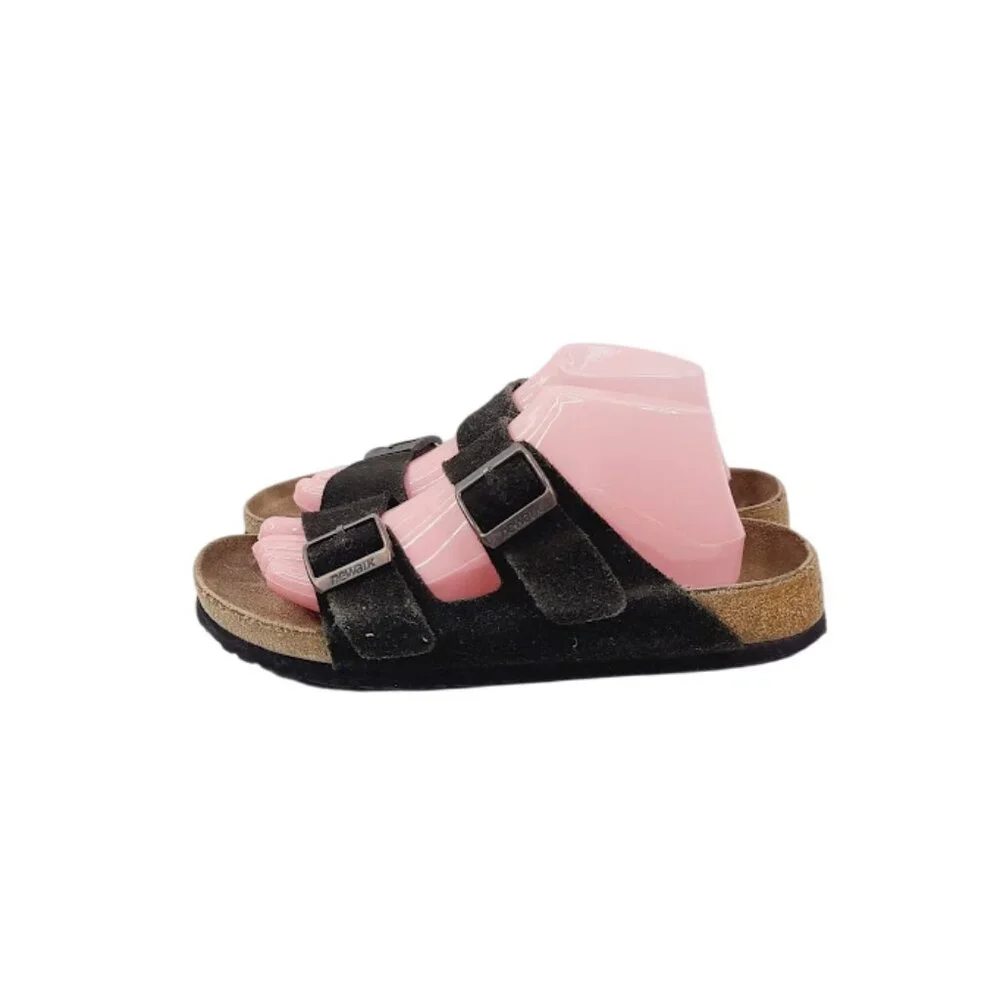 Newalk Women's‎ Brown Arizona Leather Dual Buckle Slide Sandal Size US 10